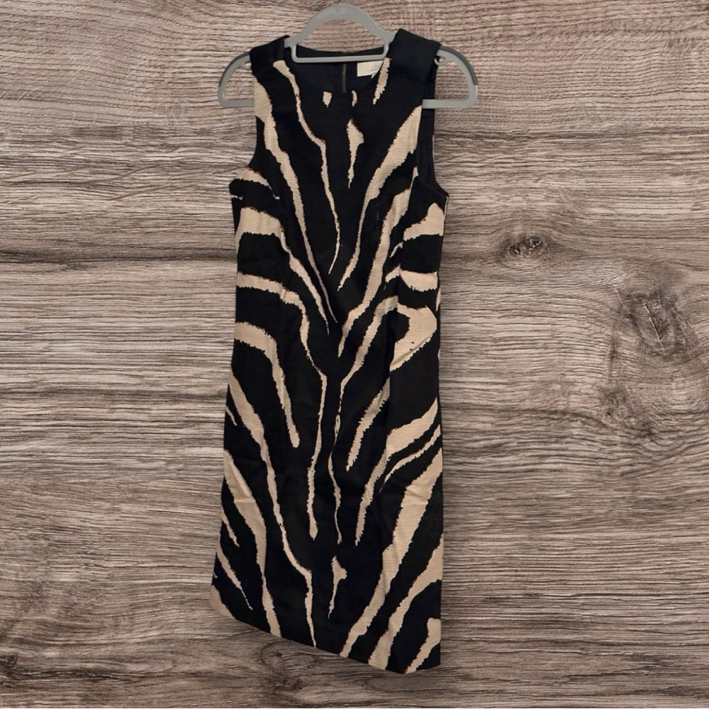 LOFT Black and Tan Zebra Print Dress
